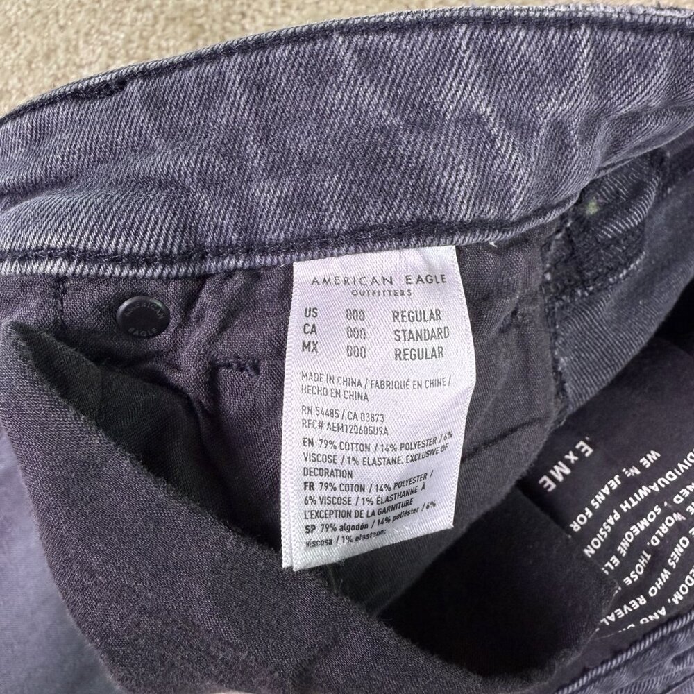 American Eagle Mom Jeans Women's Size 000 Regular Black Denim Stretch F203 - Picture 7 of 16